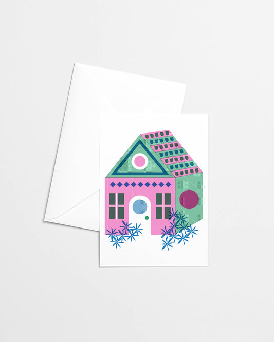 Geometric House - Risograph Greeting Card