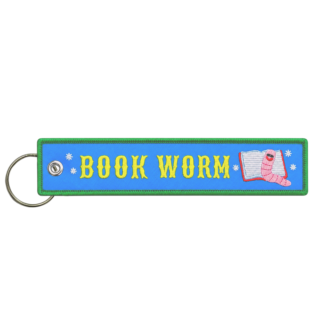 Book Worm - Embroidered Keychain