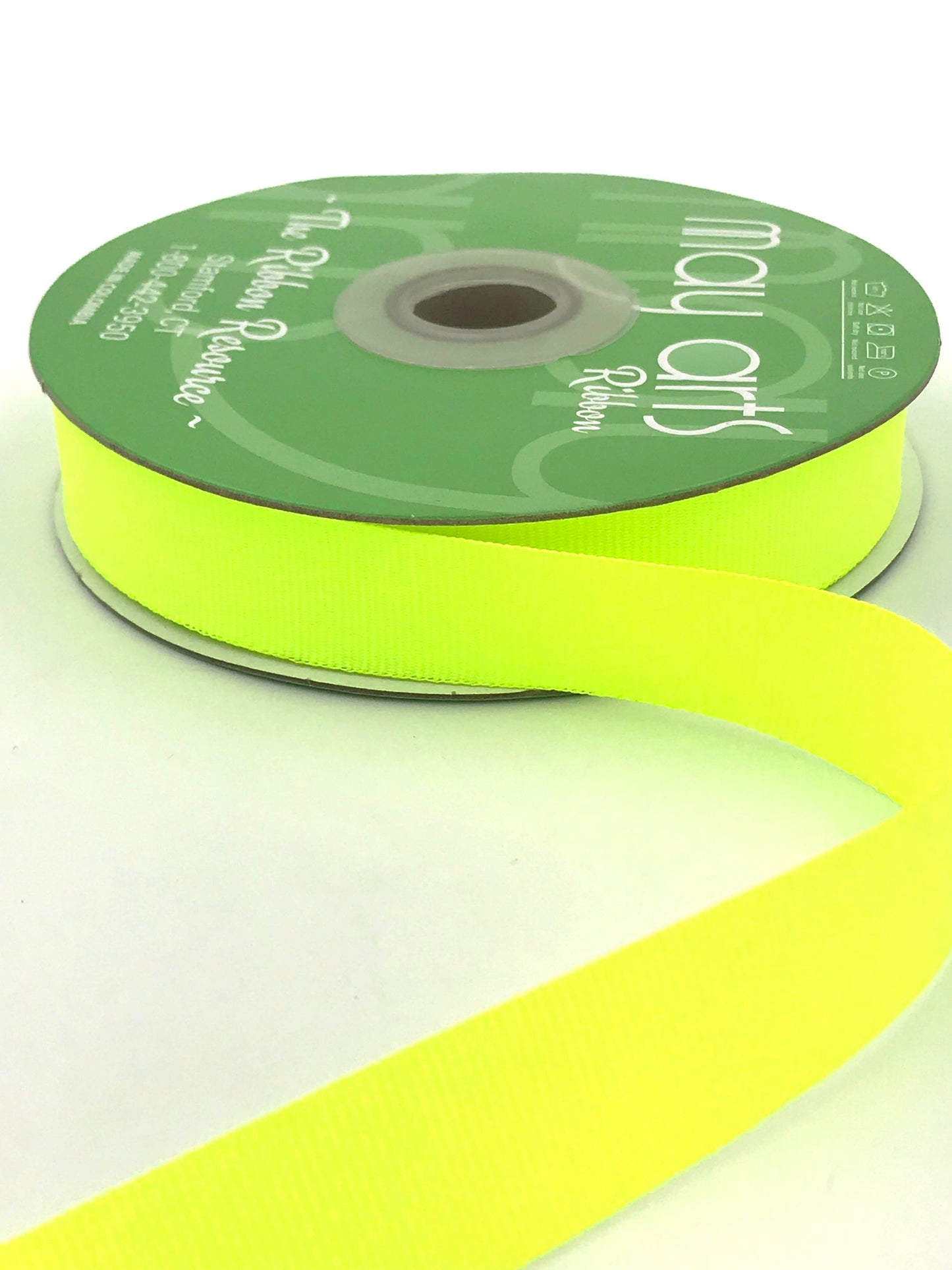 3/4" Neon Yellow Woven Grosgrain Ribbon