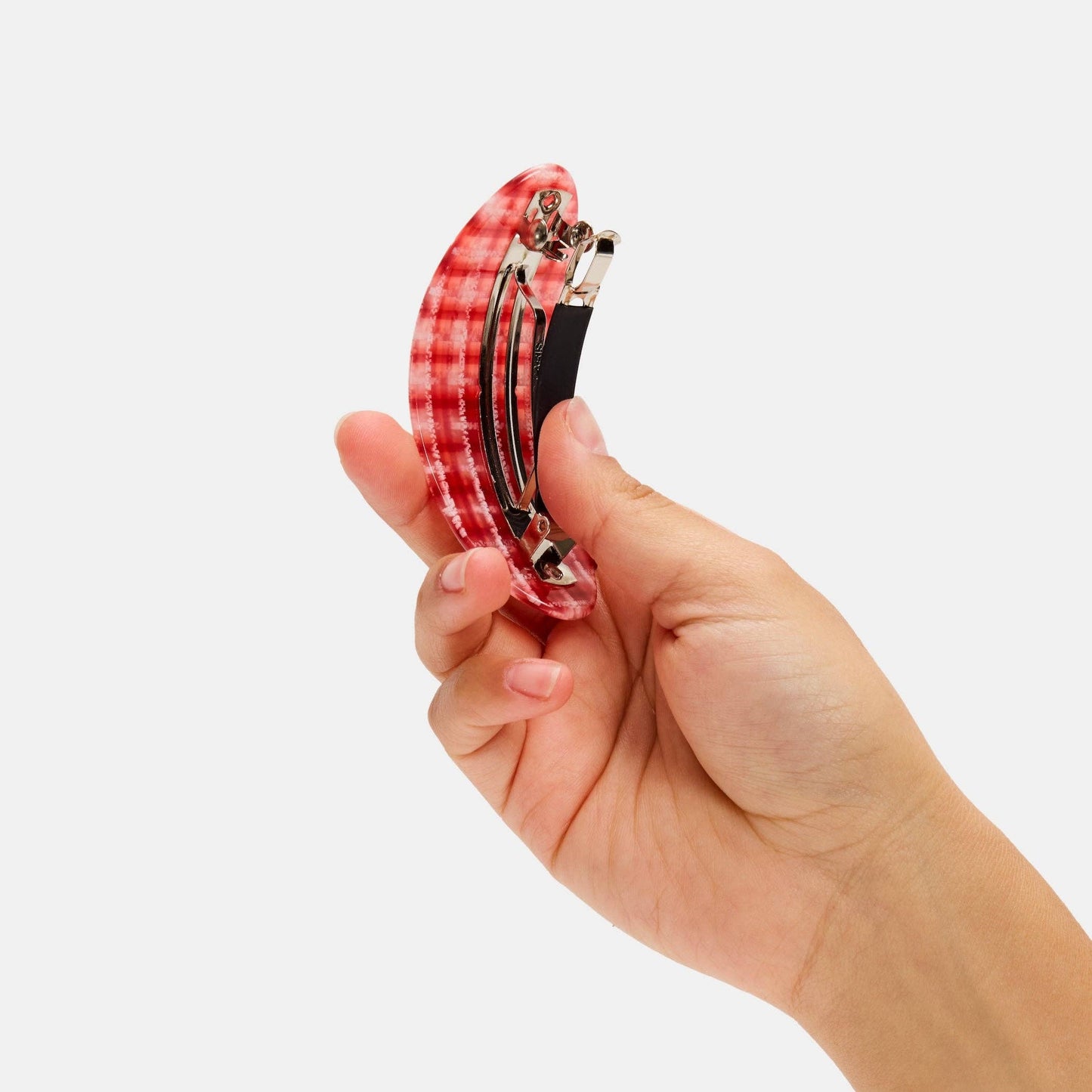 Oval Barrette in Red Plaid