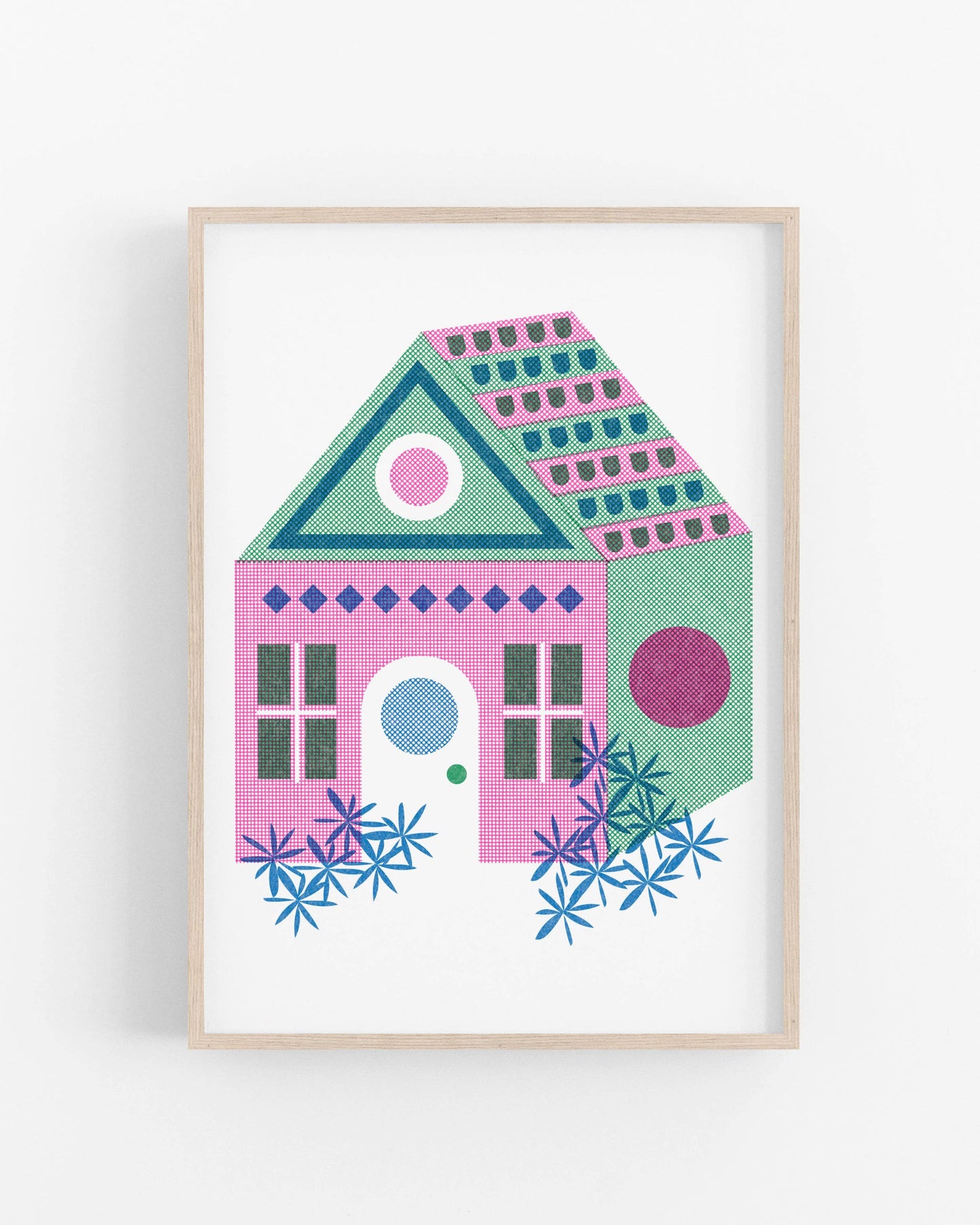Geometric House - Risograph Print
