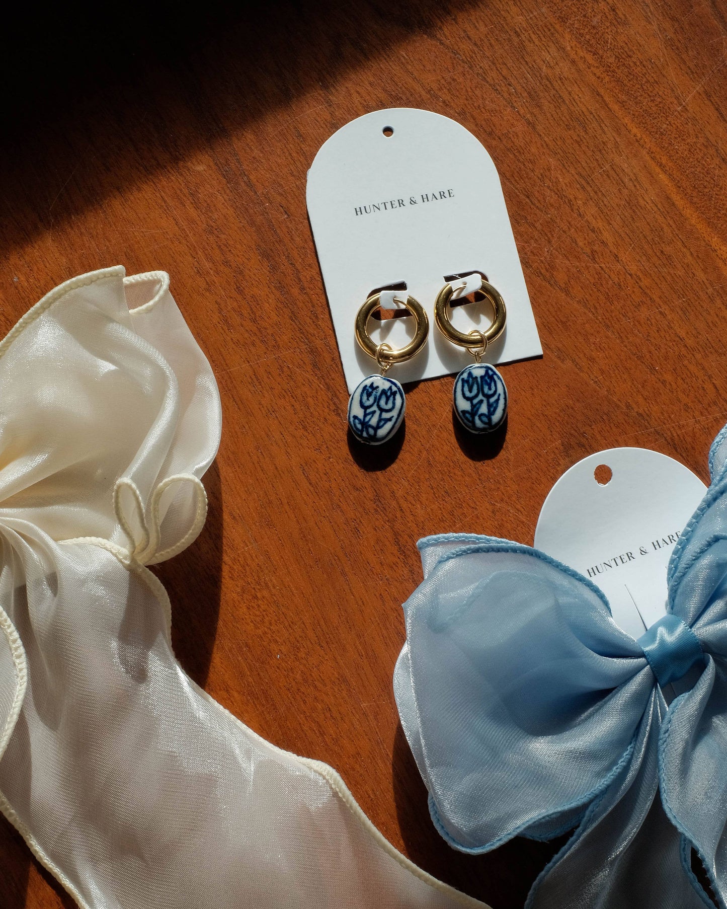 Tulip Porcelain Bead Hoops