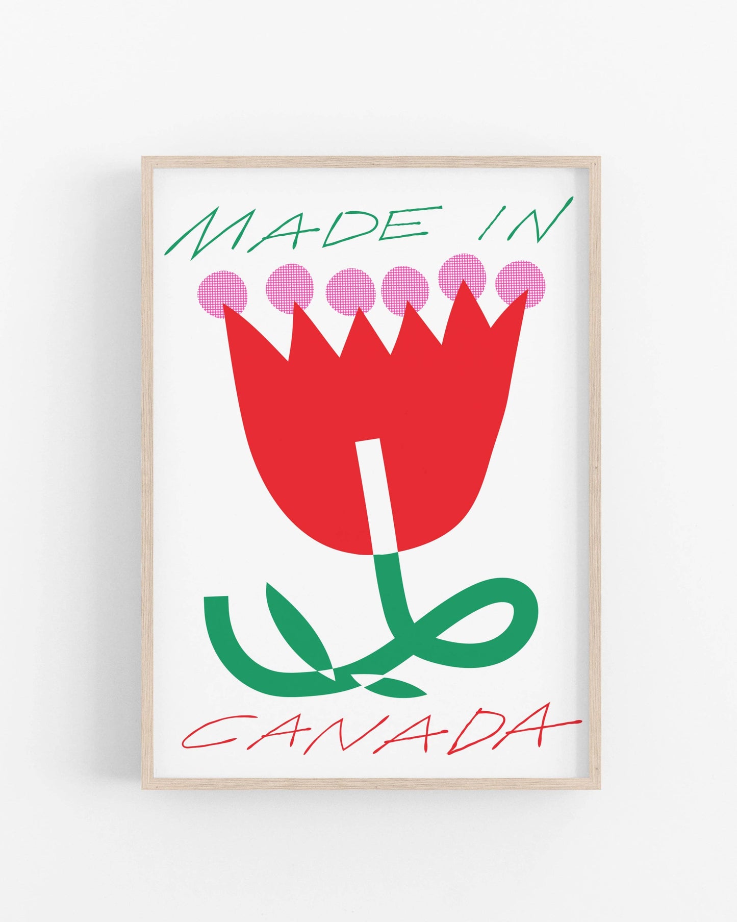 Made In Canada Red Flower - Risograph Print