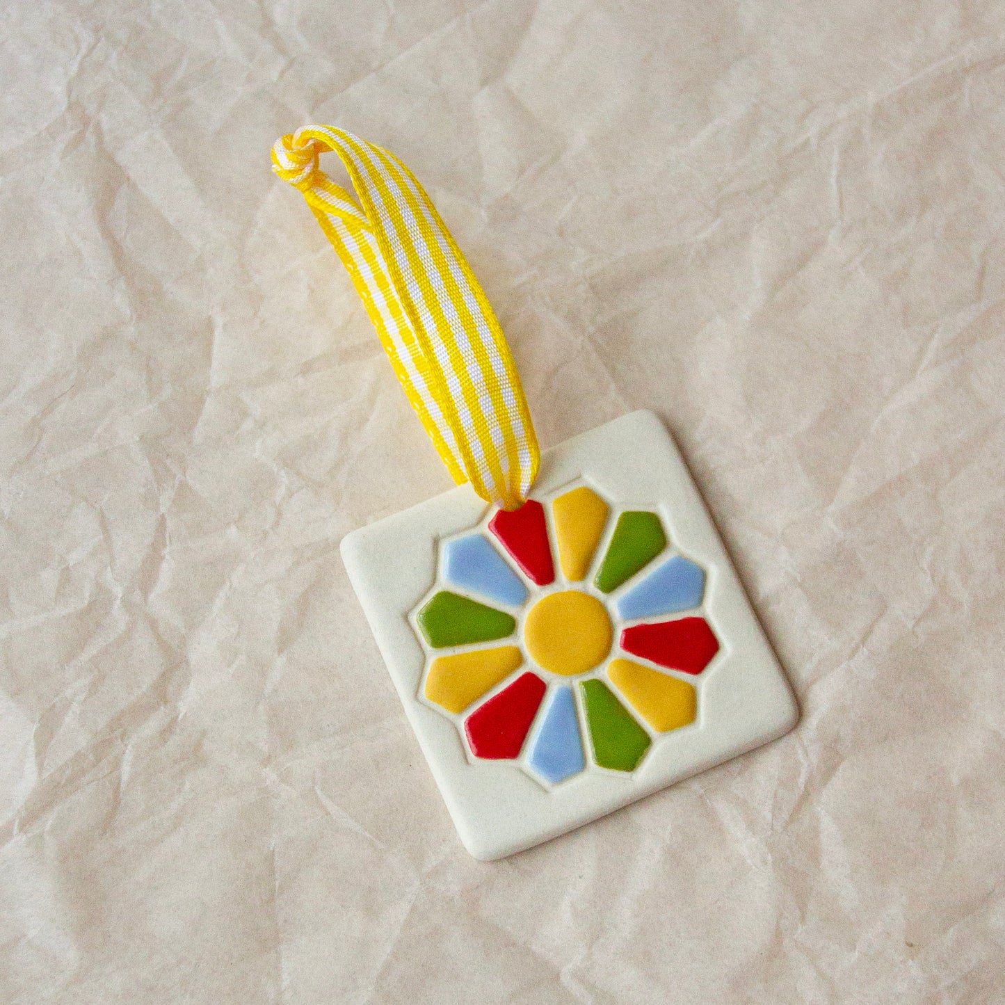Ceramic Ornament - Rainbow Quilt