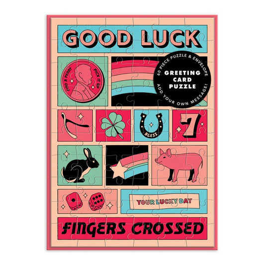 Puzzle Greeting Card - "Good Luck"