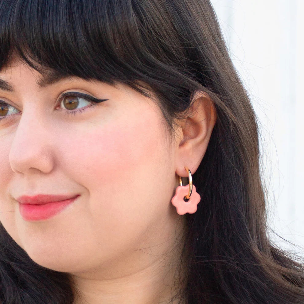 Ceramic Daisy Hoops - Various Colours