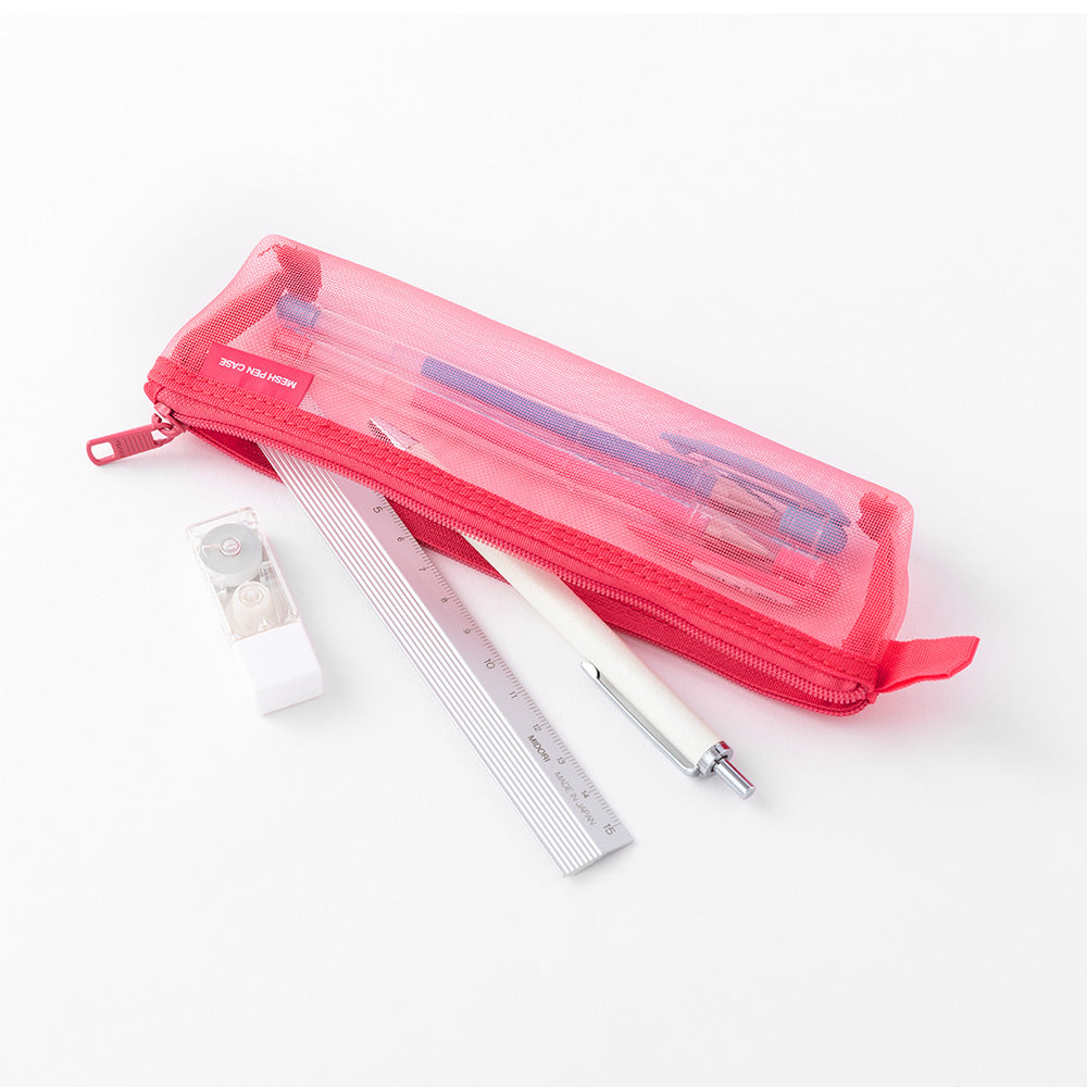 Slim Mesh Pen Case - Pink