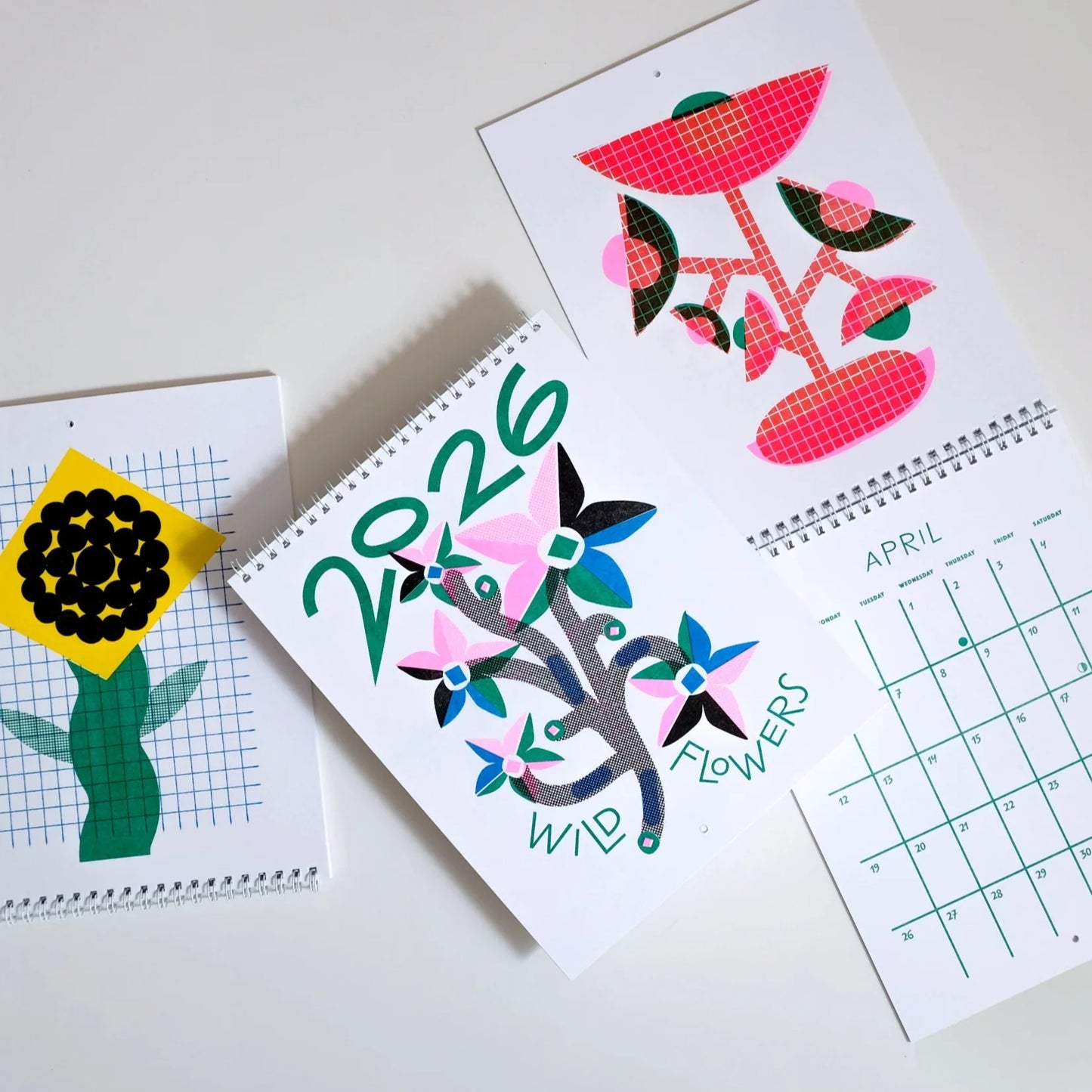 2026 Wild Flowers - Modern Risograph Wall Calendar