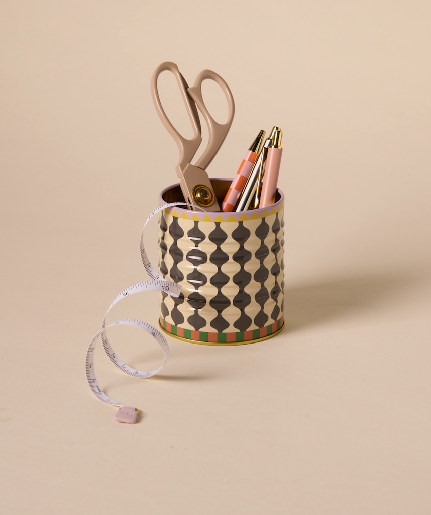 Storage Tin - White & Navy