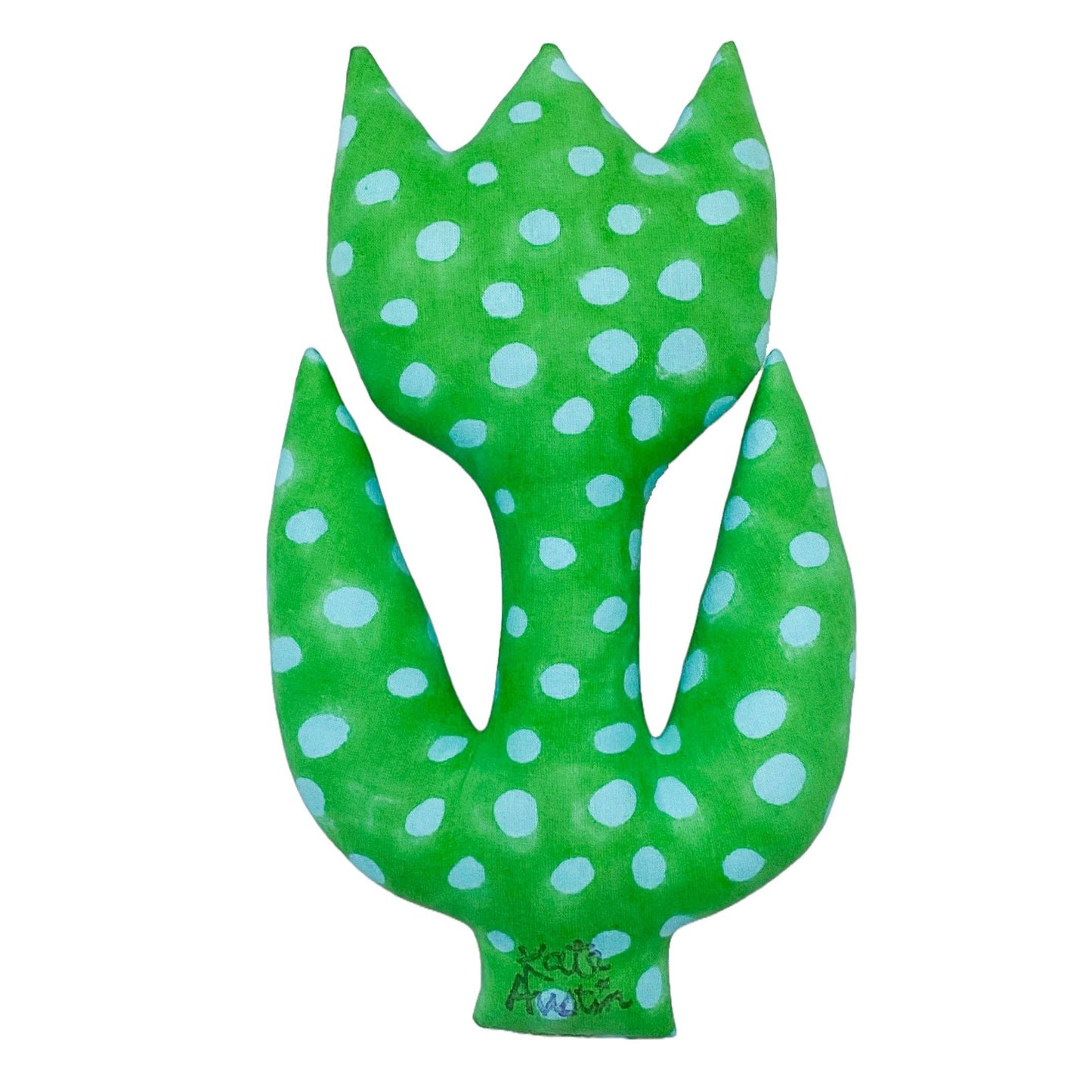 Tulip Pillow in Green Blue Dot