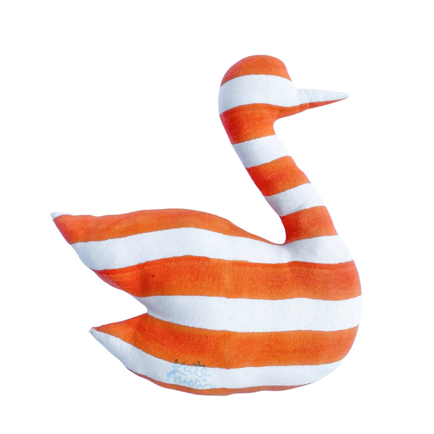 Swan Pillow in Orange White Stripe
