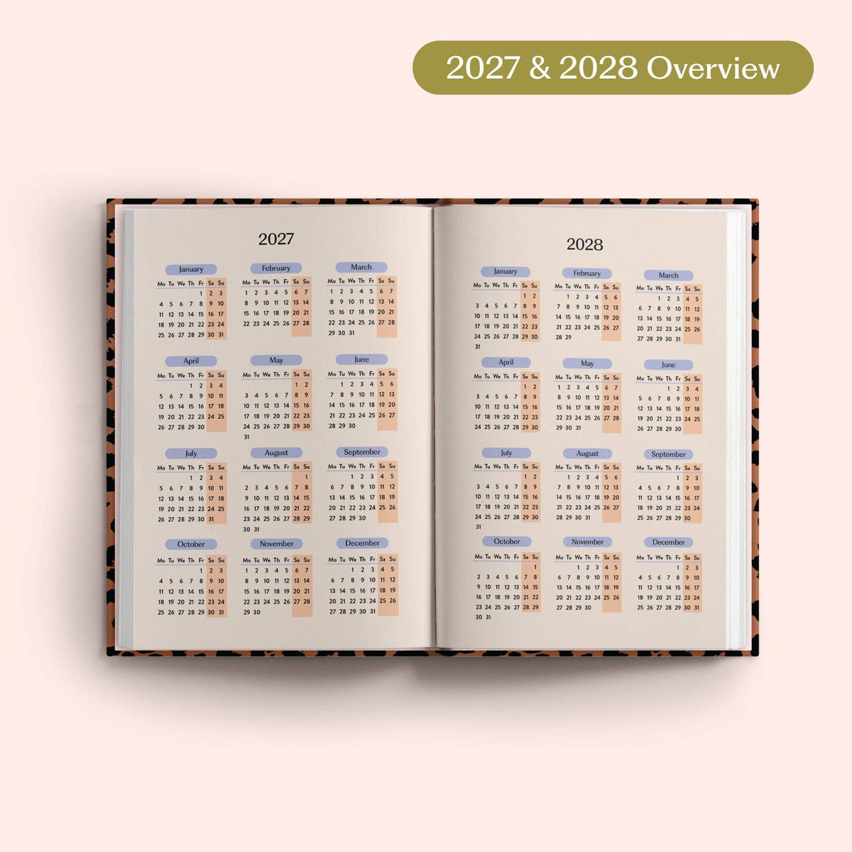 2027 Diary - A5 Hardcover Weekly, Leopard
