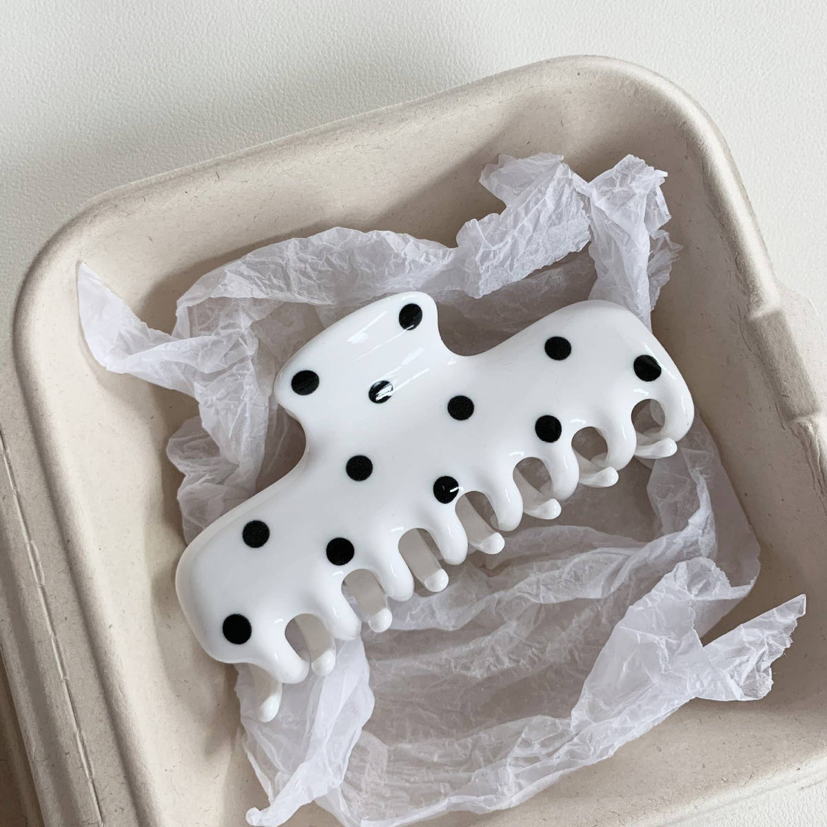 Polka Dot Rectangle - Hair Claw Clip