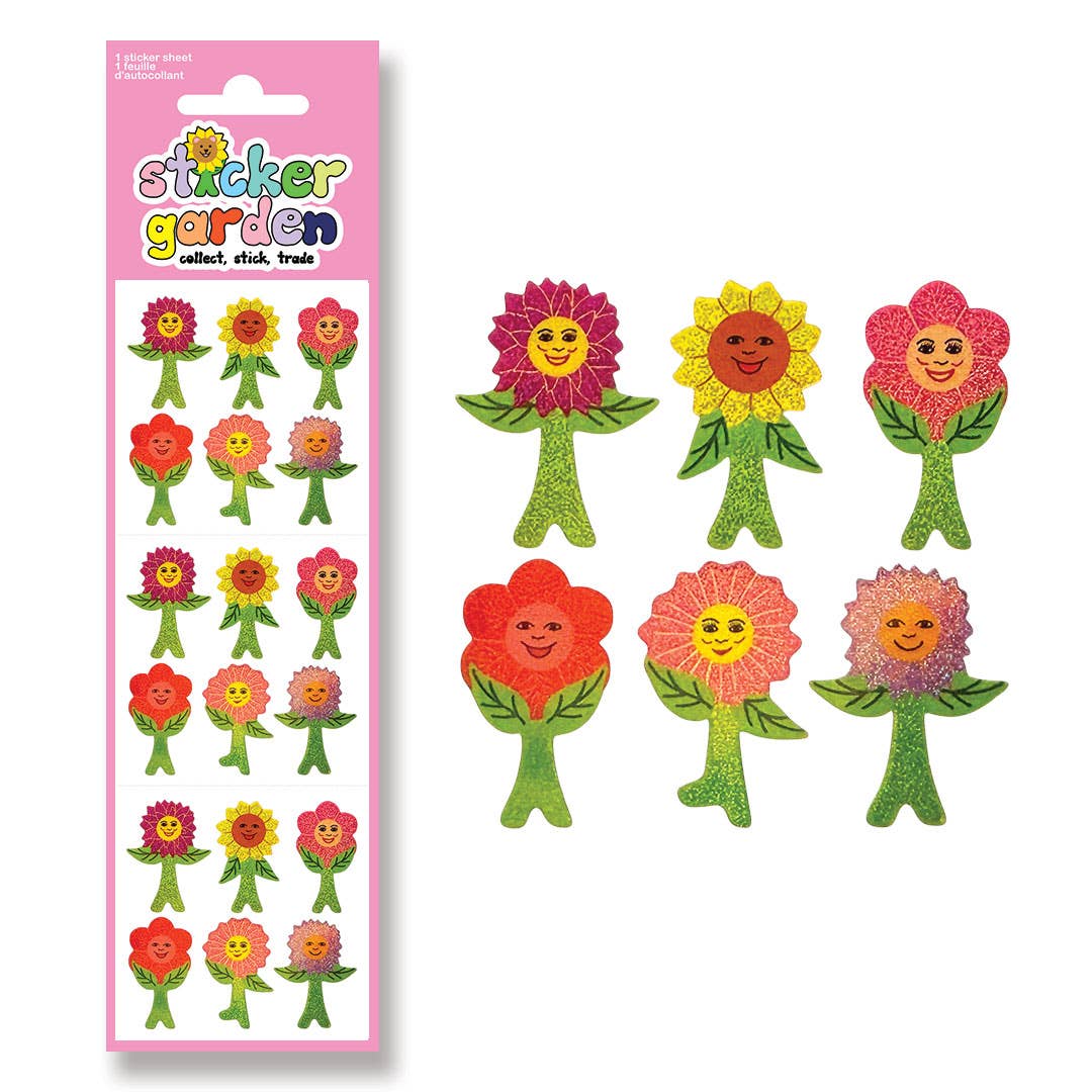 Glitter Flower Power Sticker Sheet