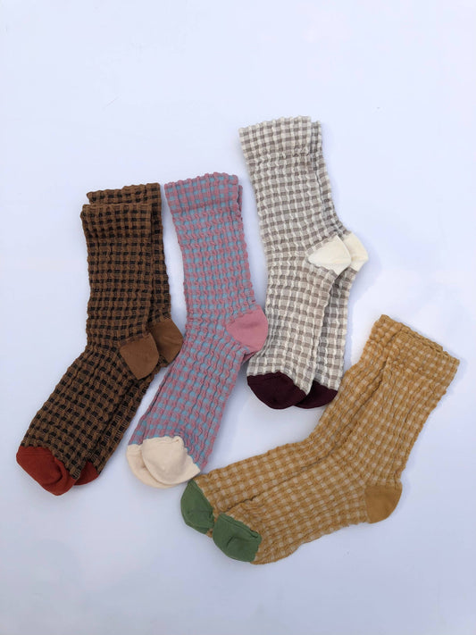 Gingham Waffle Socks