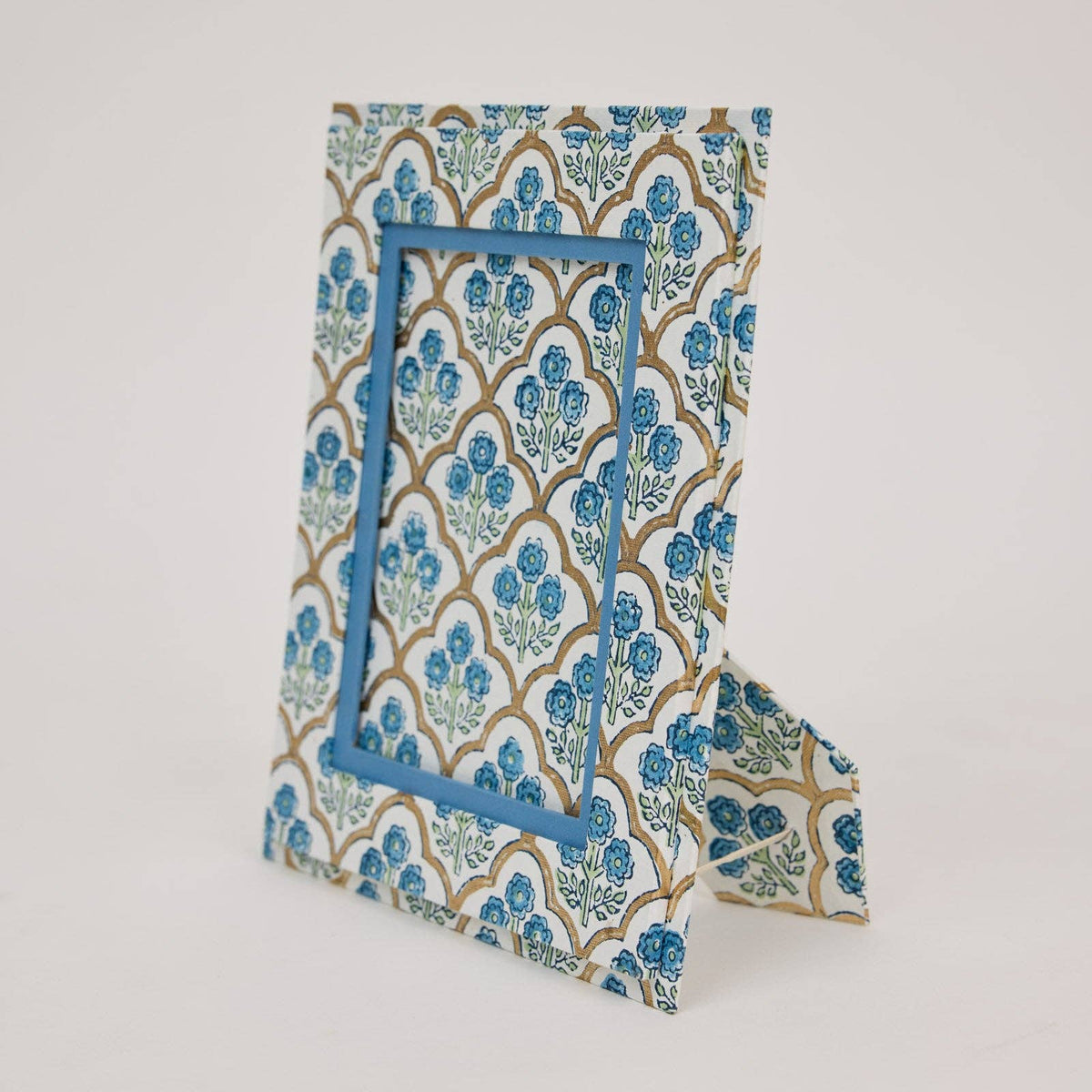 Block Printed Picture Frame - Trellis Indigo