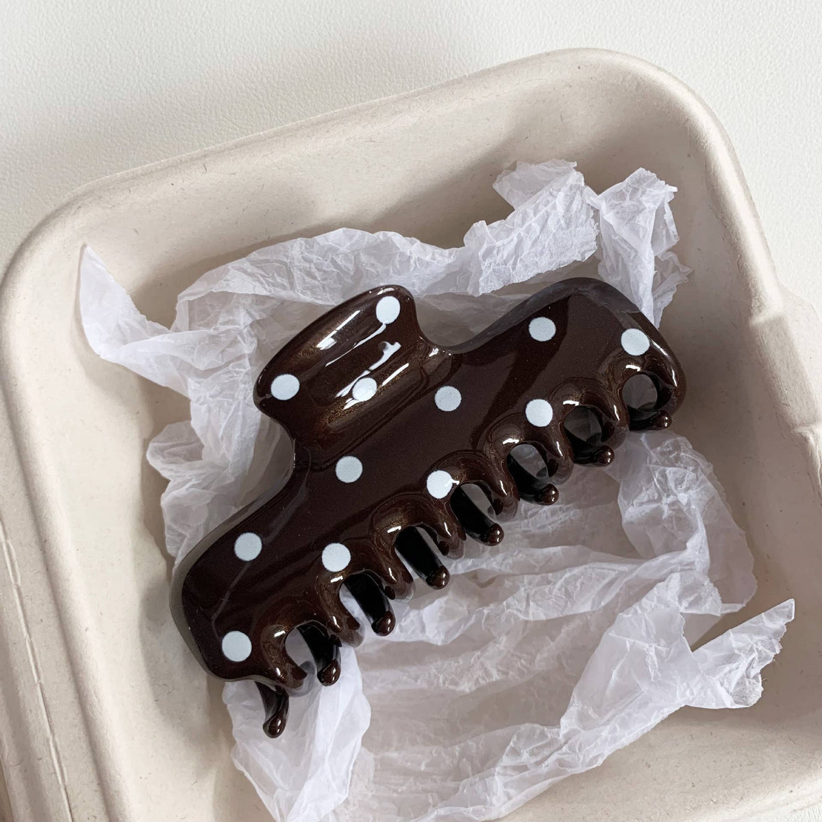 Polka Dot Rectangle - Hair Claw Clip