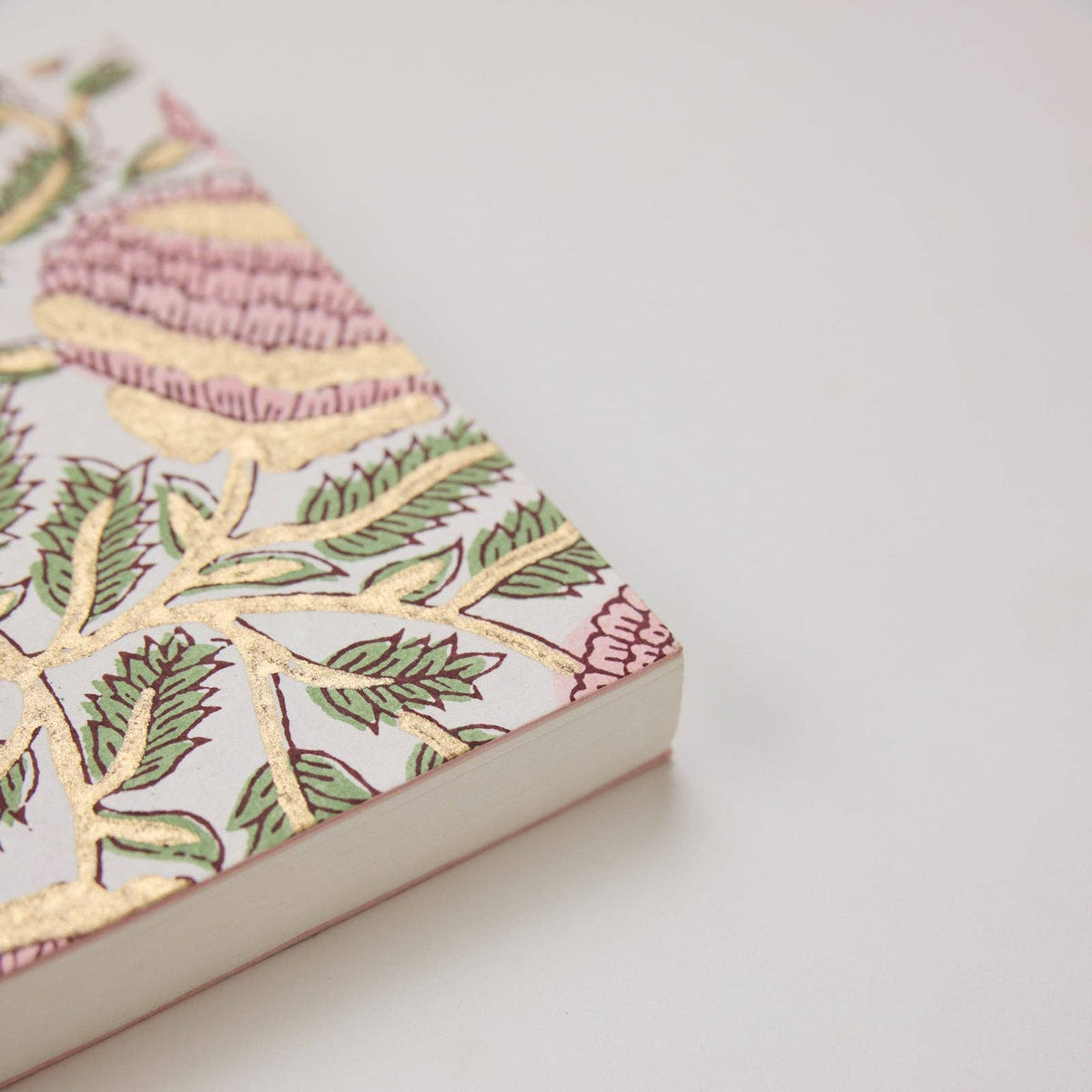 Block Printed Ruled Notebook (A5) - Marigold Glitz Blush