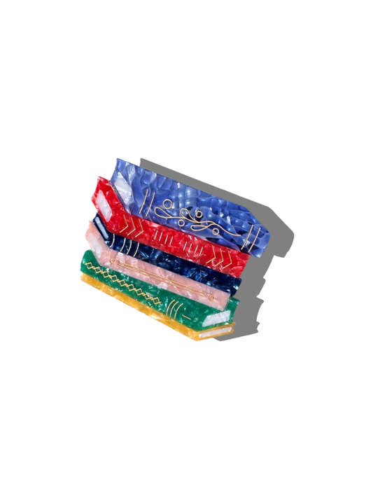 Hand-Painted Book Stack Claw Hair Clip