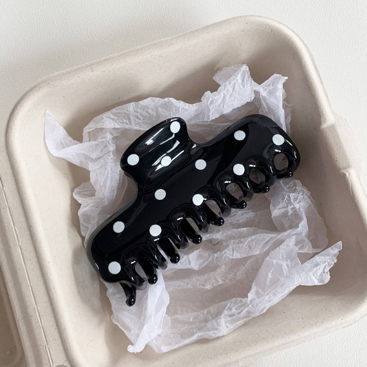 Polka Dot Rectangle - Hair Claw Clip