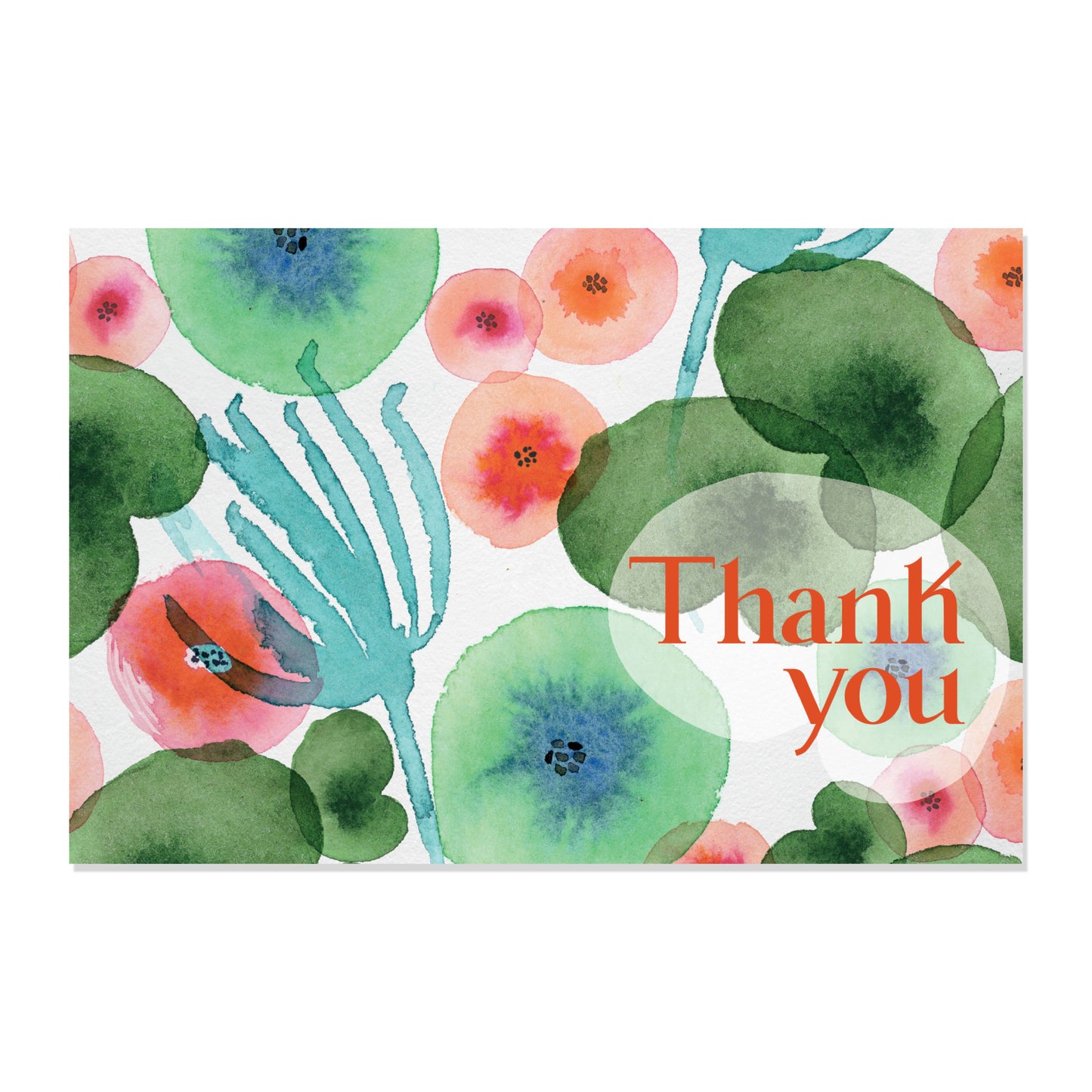 16 Thank You Cards Watercolor Flowers