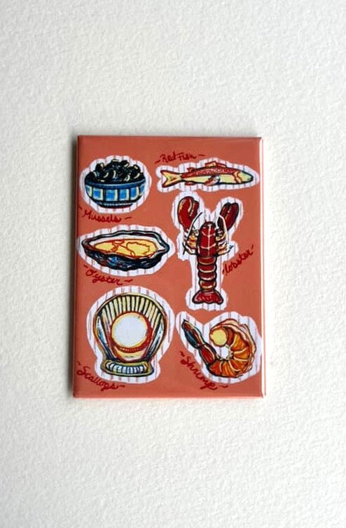 Seafood Doodle Illustrated Magnet