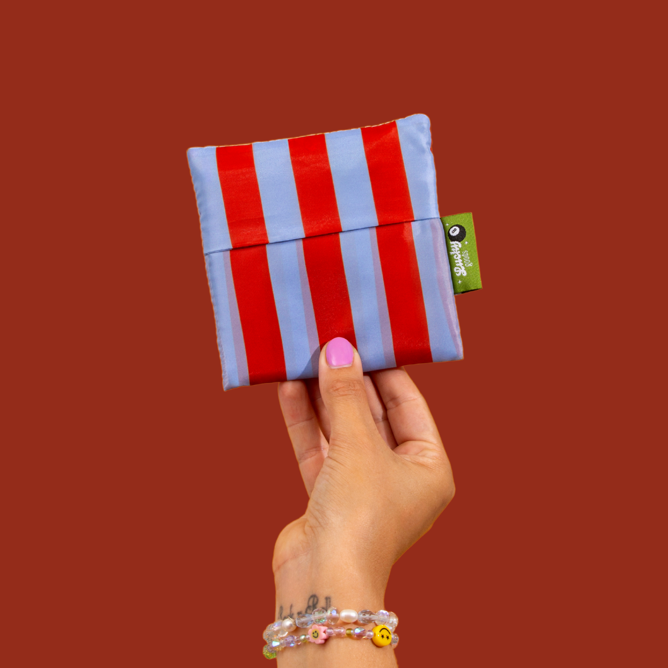 Blue & Maroon Stripes - Foldable Reusable Bag