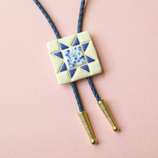 Ceramic Bolo Tie - Blue Sawtooth Star