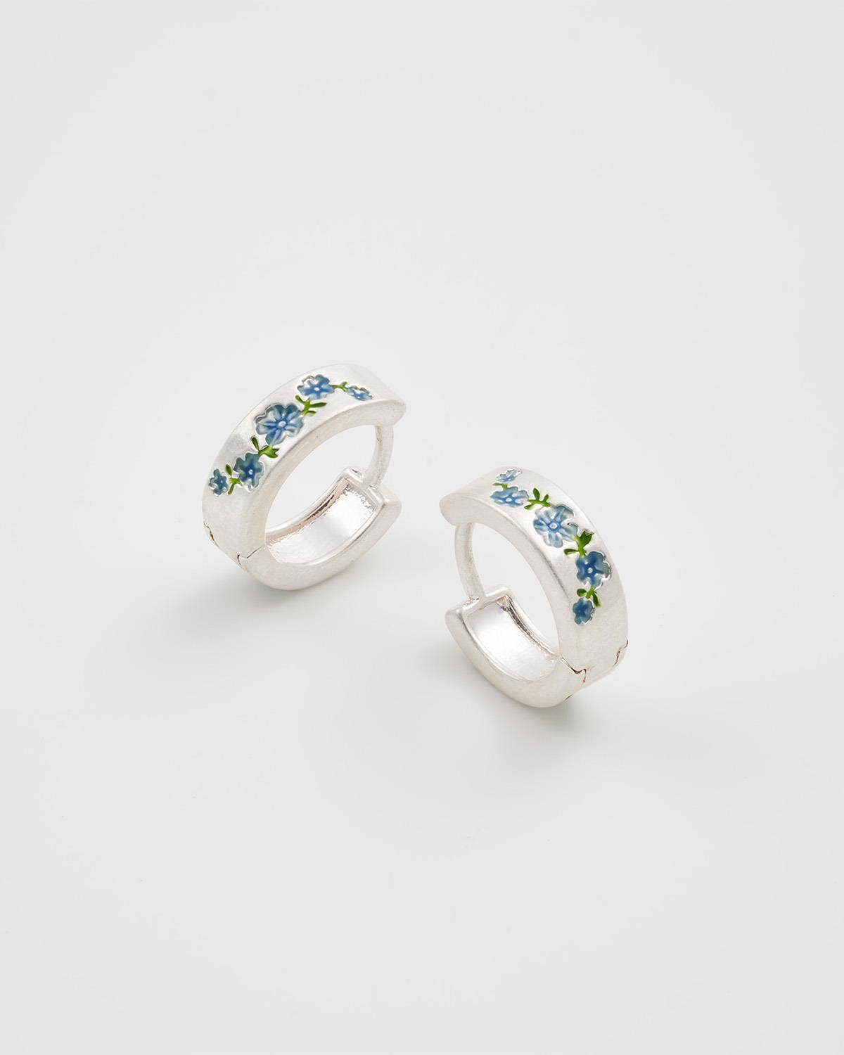 Forget-Me-Not Mini Hoops, Silver