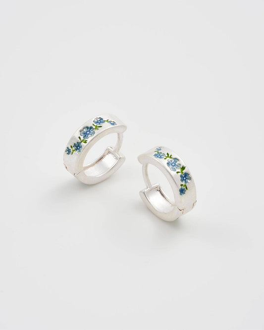Forget-Me-Not Mini Hoops, Silver