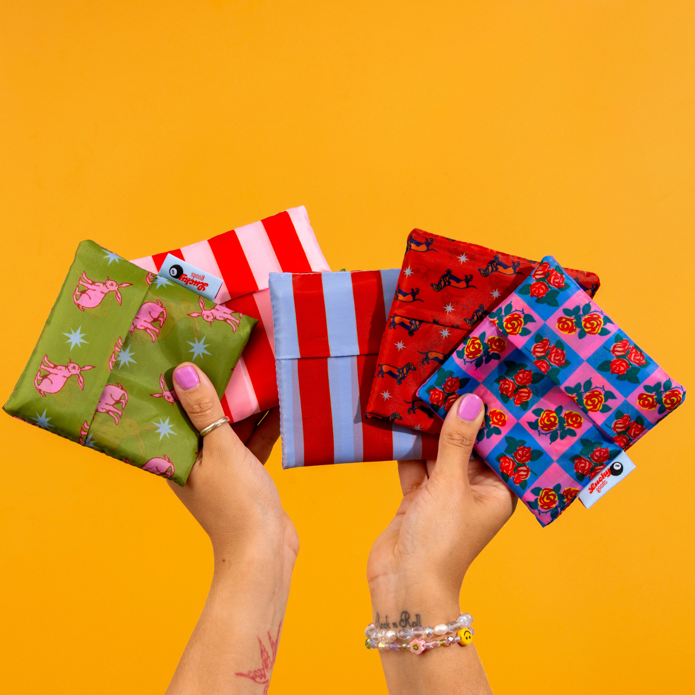 Weiner Dog Starburst Pattern - Foldable Nylon Tote