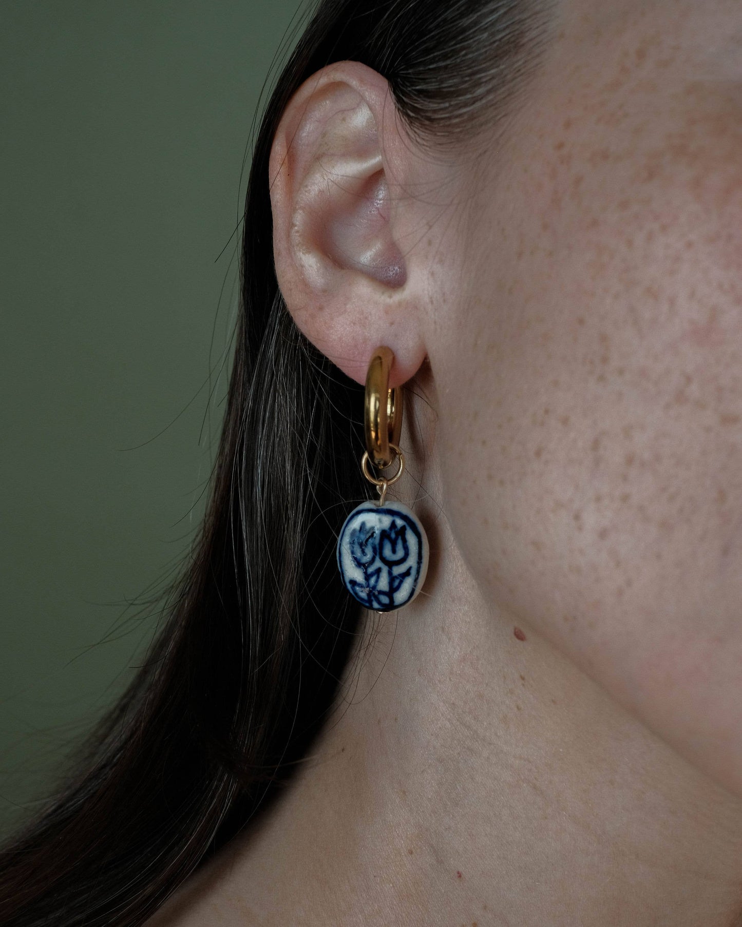 Tulip Porcelain Bead Hoops