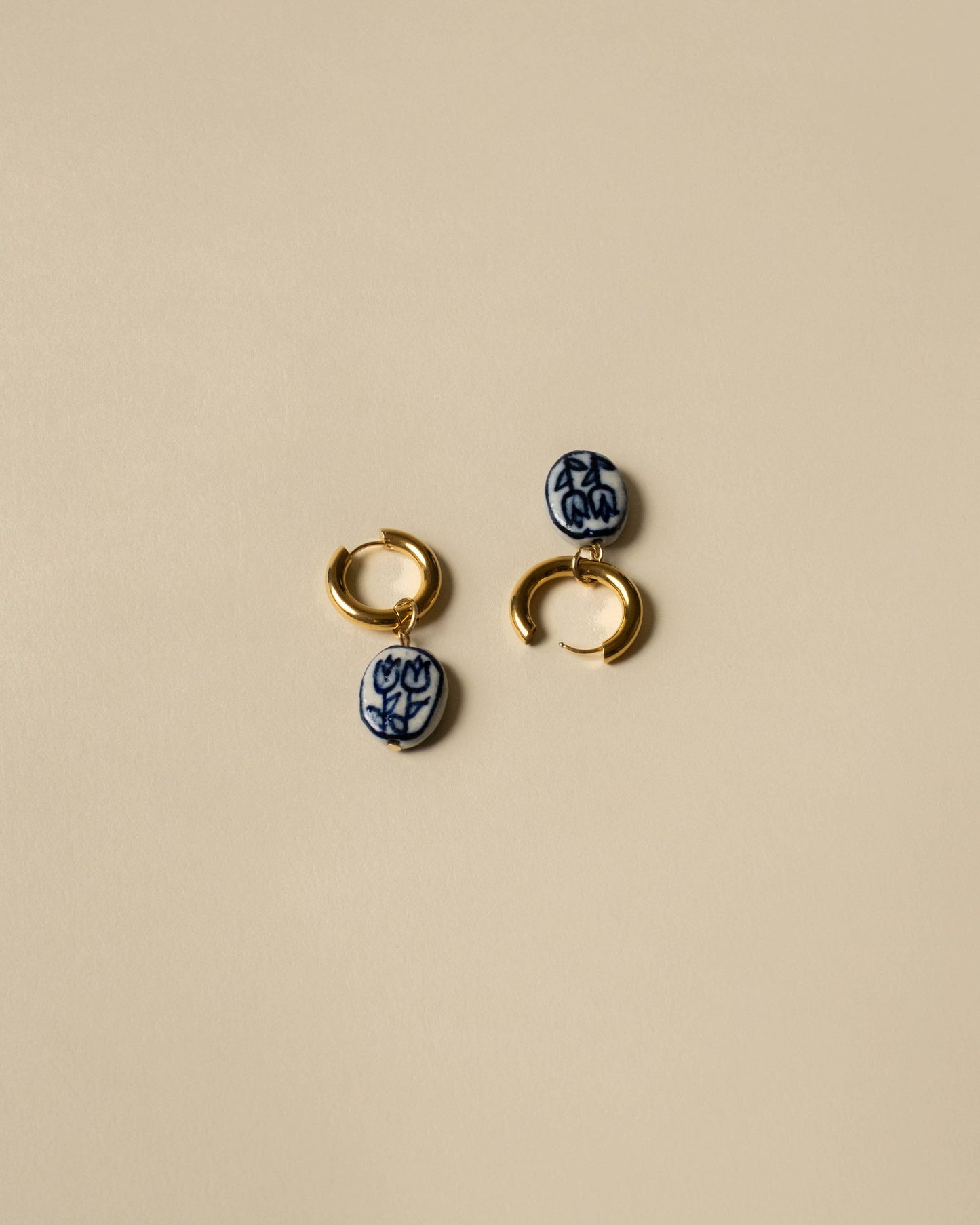 Tulip Porcelain Bead Hoops