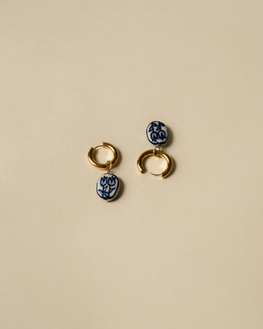 Tulip Porcelain Bead Hoops