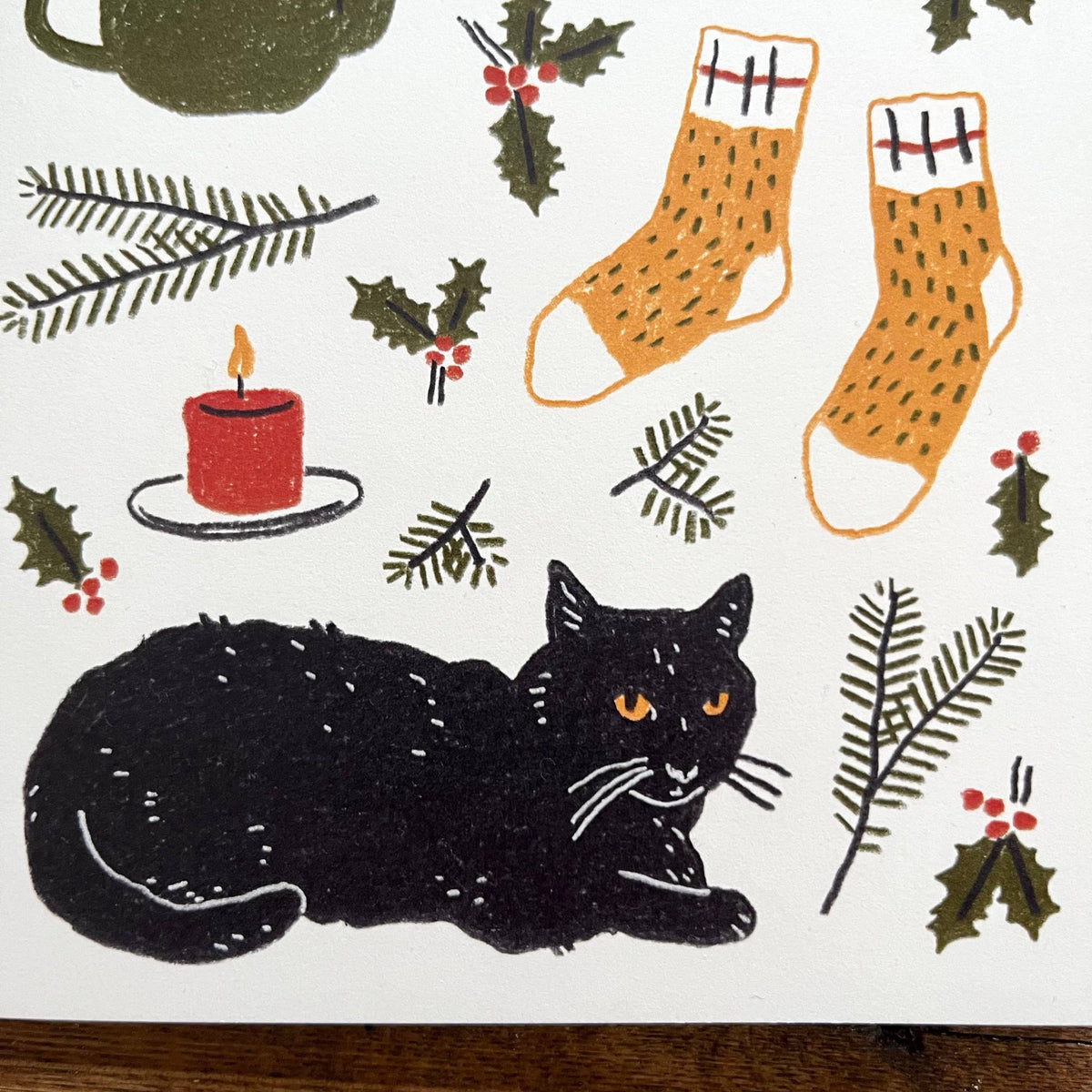 Season's Greetings Card - Black Cat