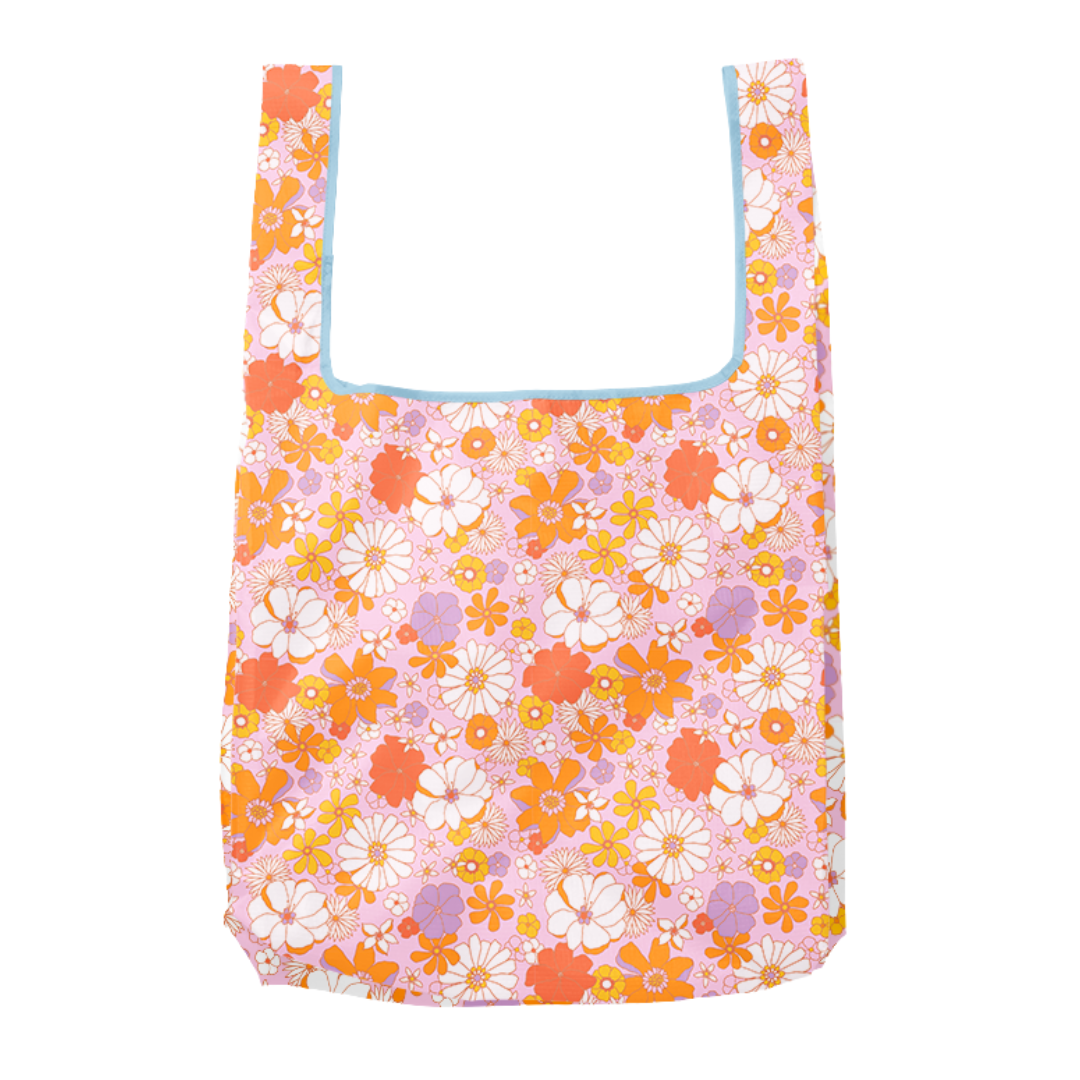 Pastel Retro Floral - Foldable Reusable Bag