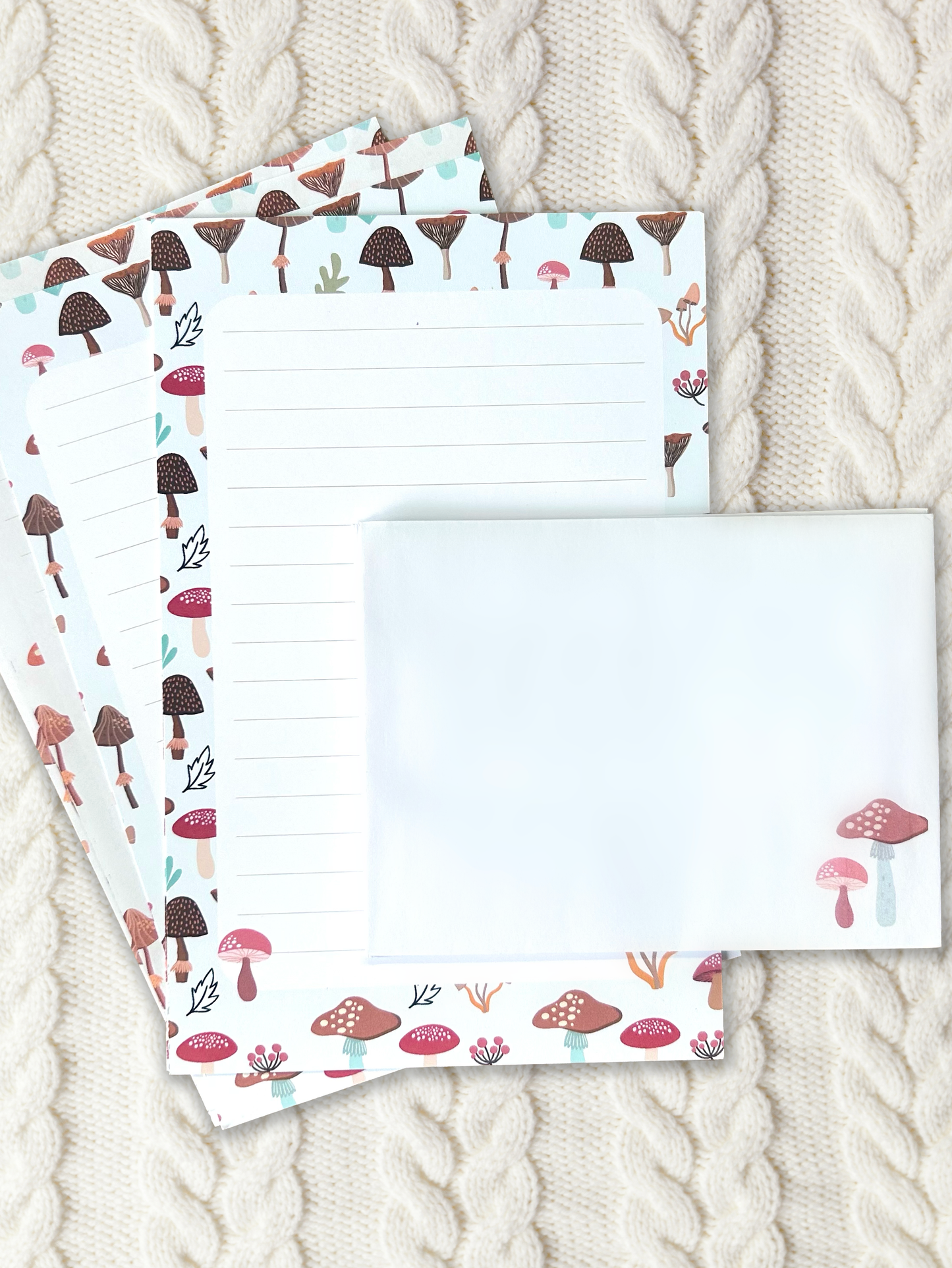 Mushroom Letter Writing Set - 10 Sheets + 5 Envelopes