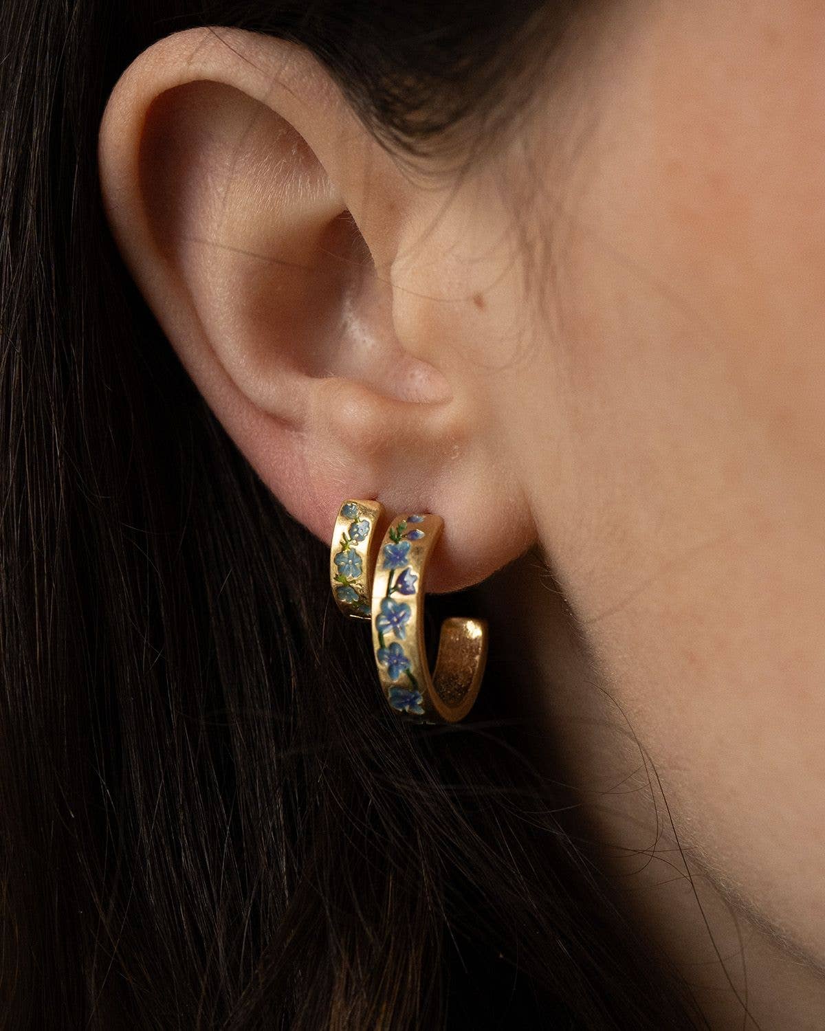 Forget-Me-Not Mini Hoops, Gold