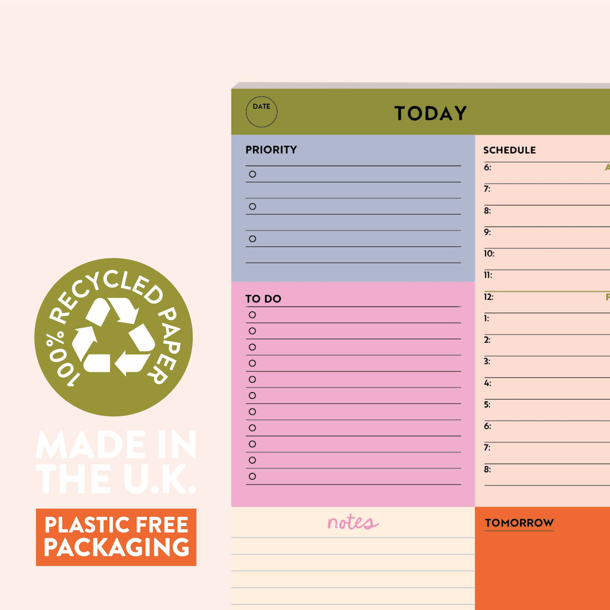 A5 Daily Planner Pad-  Block My Life
