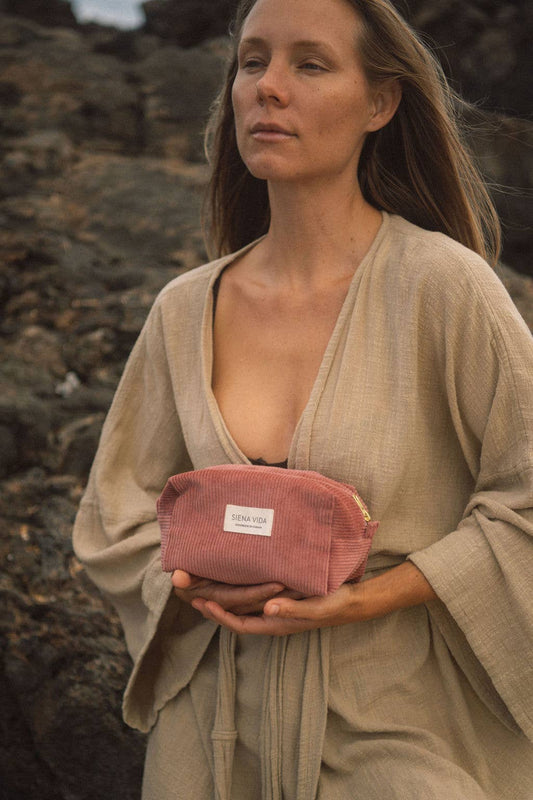 Dusty Rose Corduroy Pouch - Small