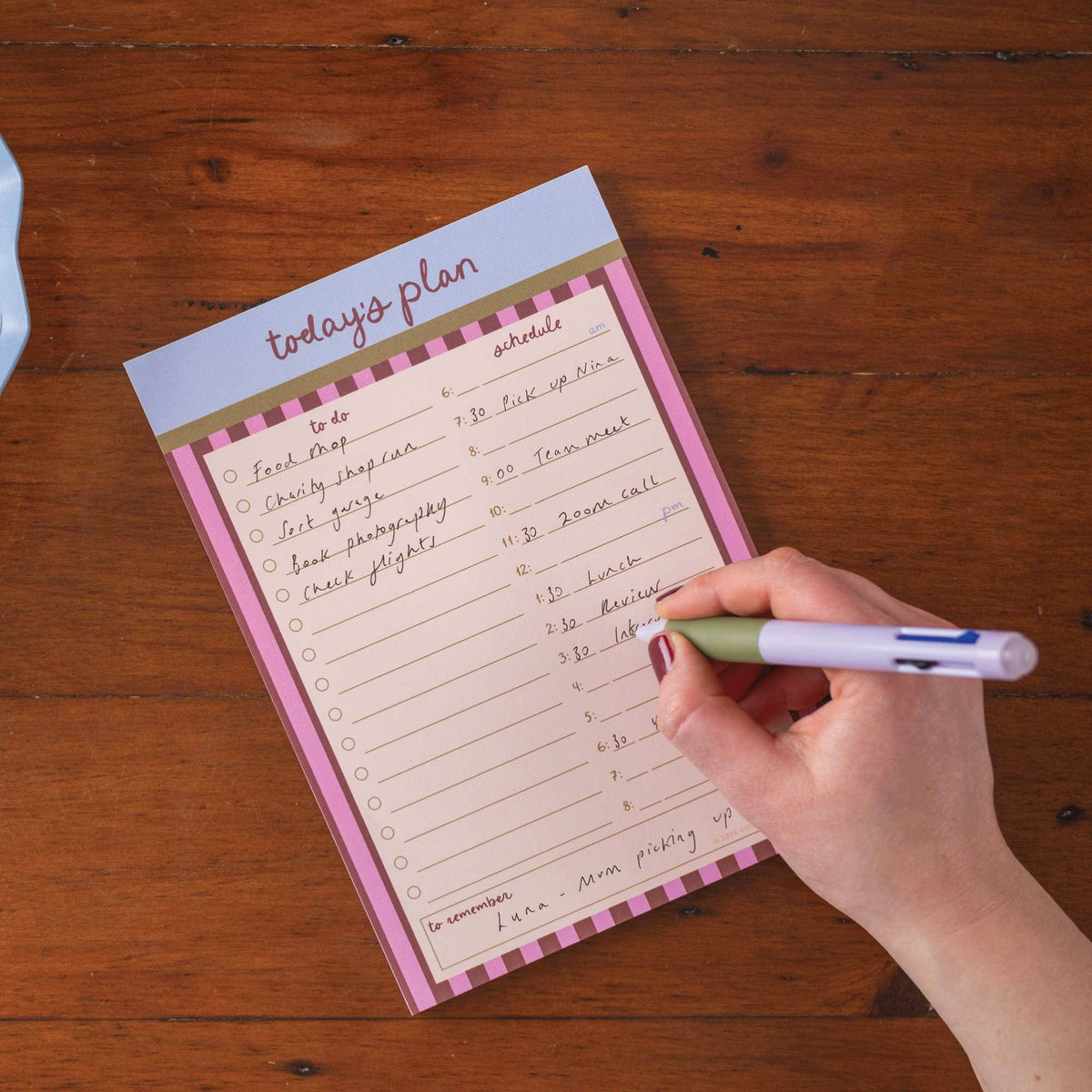 Daily Planner Pad A5 - Berry Stripe