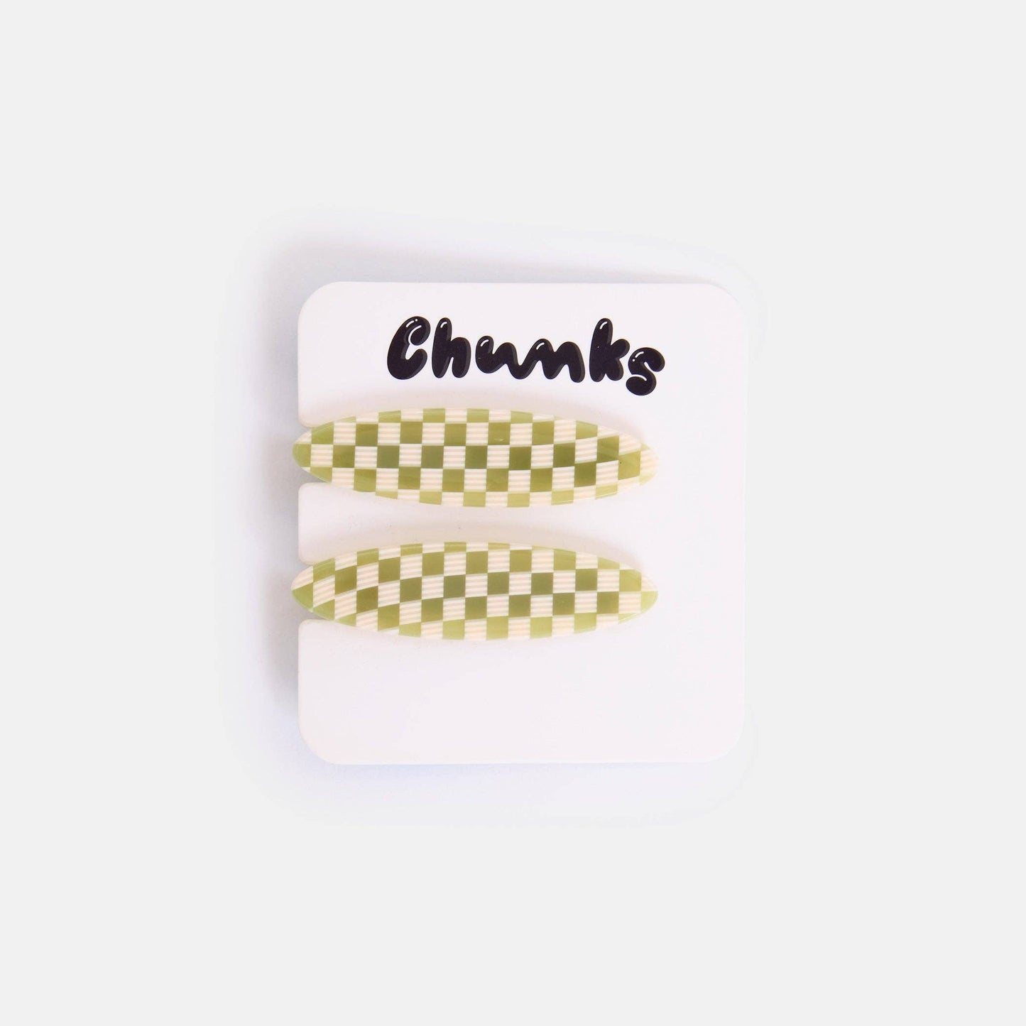 Allie Clips in Oval Olive Check