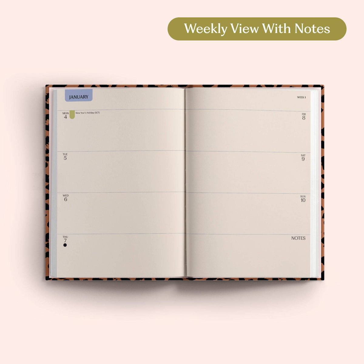 2027 Diary - A5 Hardcover Weekly, Leopard