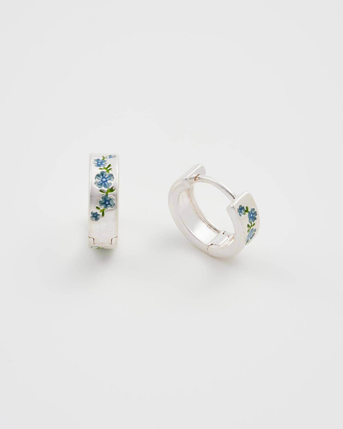 Forget-Me-Not Mini Hoops, Silver
