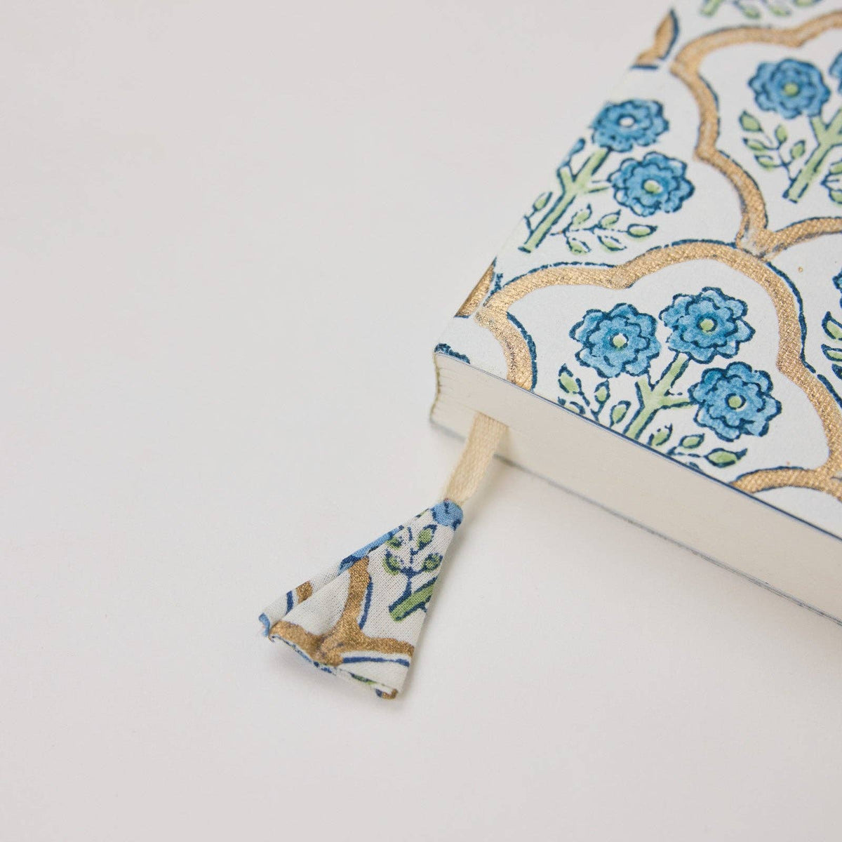 Block Printed Ruled Notebook (A5) - Trellis Indigo