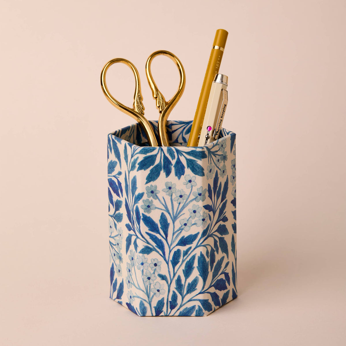 Pen Pot - Blue Flora