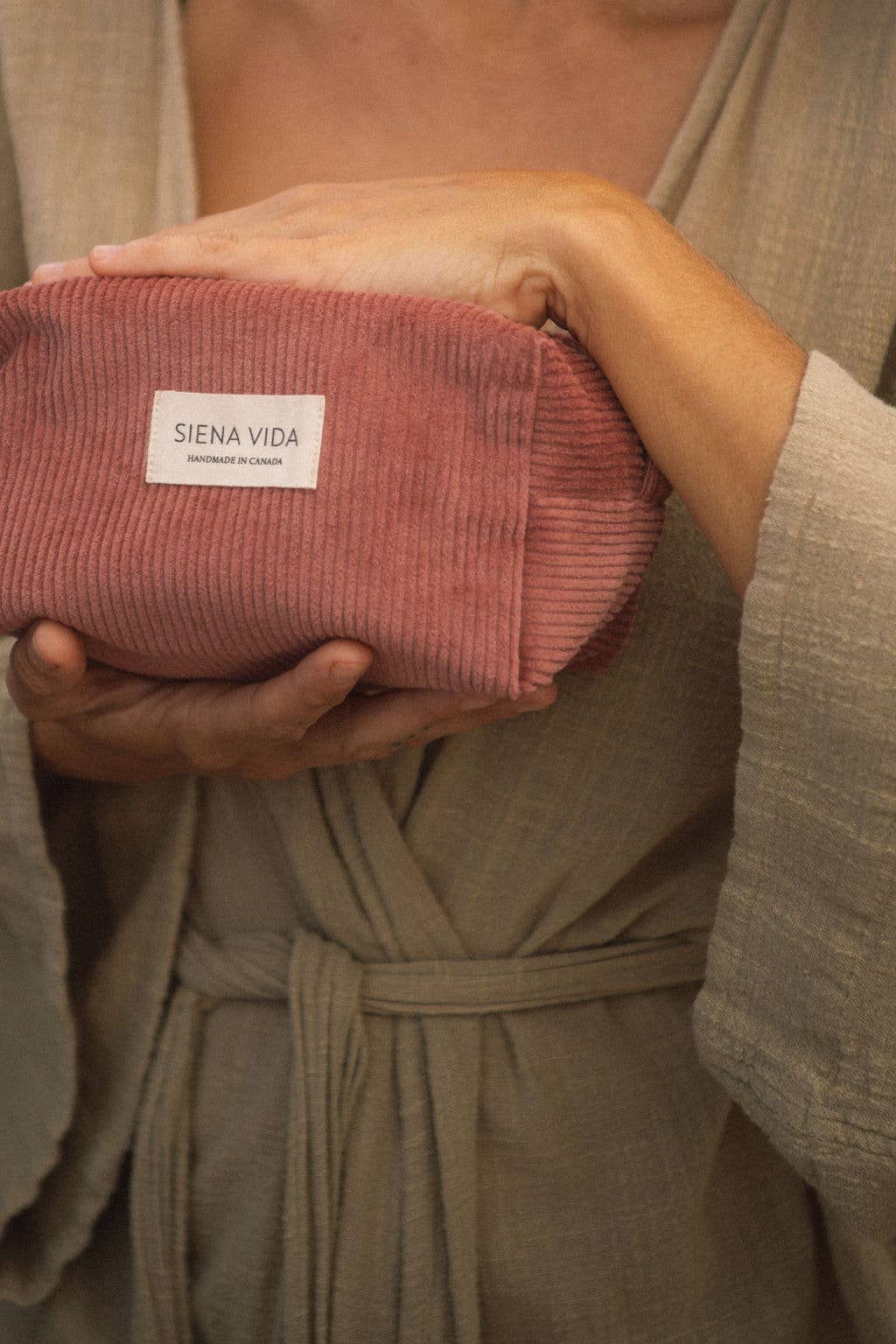 Dusty Rose Corduroy Pouch - Small