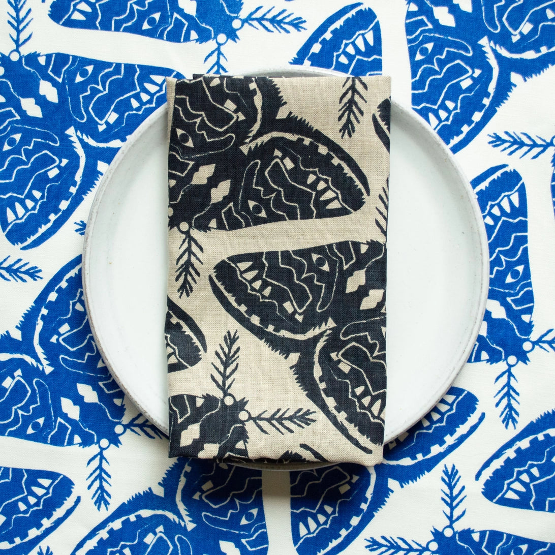 Cobalt Blue Moths Linen Napkins