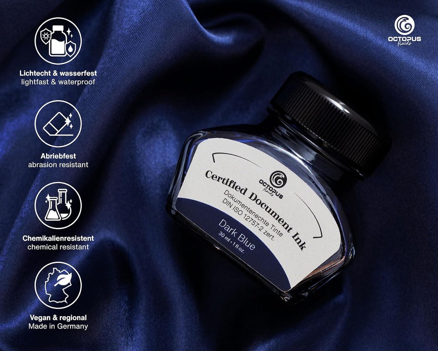 Octopus Fluids Document Ink, Dark Blue 30ml