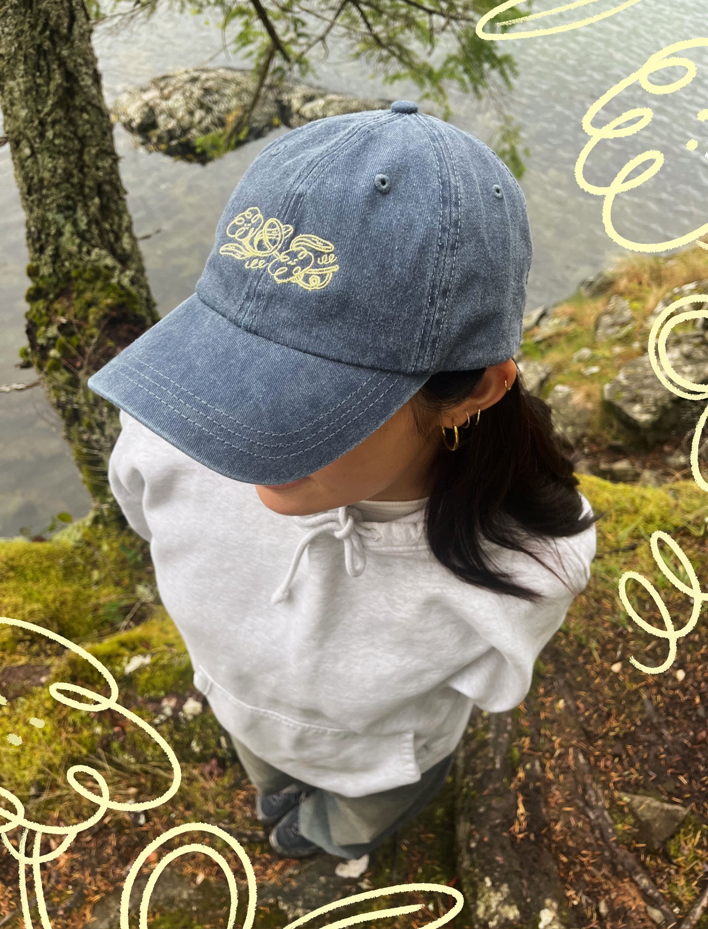 Embroidered Bloom Dad Cap - Navy